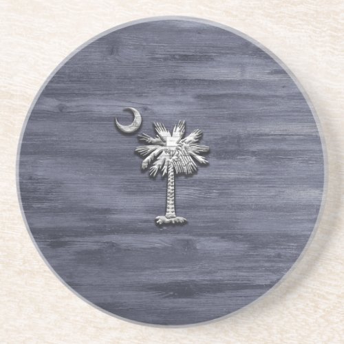 Rustic South Carolina Palmetto and Moon Coaster