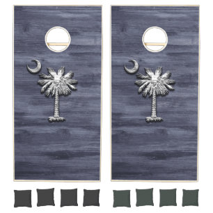 Rustic South Carolina Palmetto and Moon Cornhole Set