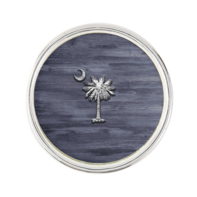 Rustic South Carolina Palmetto and Moon Lapel Pin (Front)