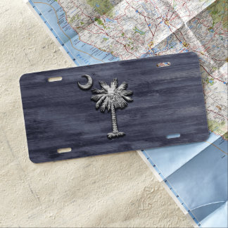 Rustic South Carolina Palmetto and Moon License Plate