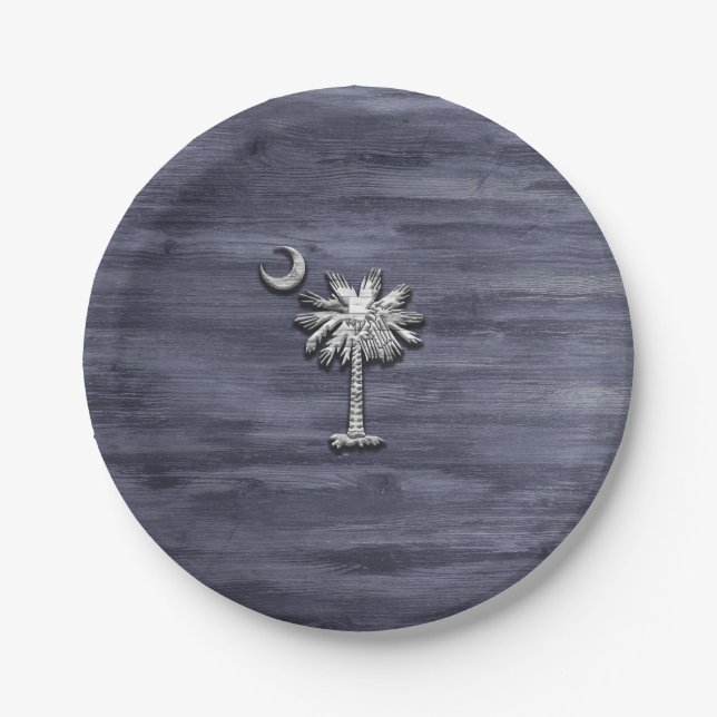 Rustic South Carolina Palmetto and Moon Paper Plates (Front)