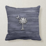 Rustic South Carolina Palmetto and Moon Throw Pillow<br><div class="desc">Rustic South Carolina Palmetto and Moon</div>