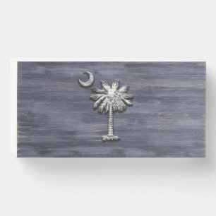 Rustic South Carolina Palmetto and Moon Wooden Box Sign