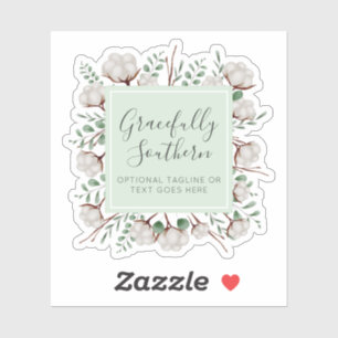 Rustic Southern Cotton Boll Flowers Boutique Logo Sticker