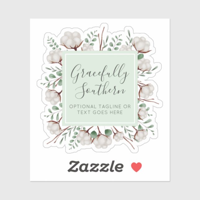 Rustic Southern Cotton Boll Flowers Boutique Logo Sticker (Sheet)