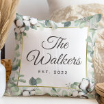 Rustic Southern Cotton &amp; Botanical Personalized Throw Pillow at Zazzle