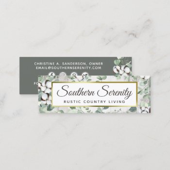 Rustic Southern Cotton & Botanical Social Media Mini Business Card by CyanSkyDesign at Zazzle