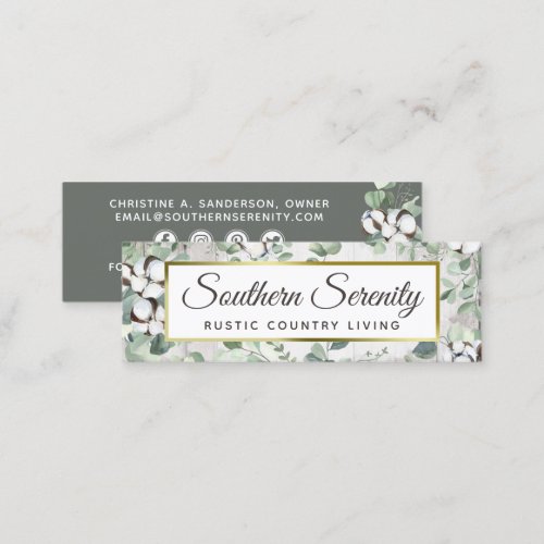 Rustic Southern Cotton  Botanical Social Media Mini Business Card