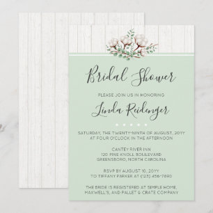 Rustic Southern Cotton Bridal Shower Invitation