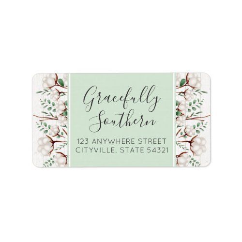 Rustic Southern Cotton Flowers on White Barn Wood Label