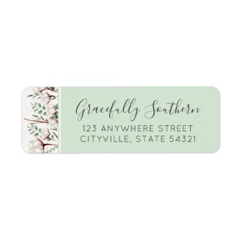 Rustic Southern Cotton Flowers Wood Return Address Label by CyanSkyDesign at Zazzle