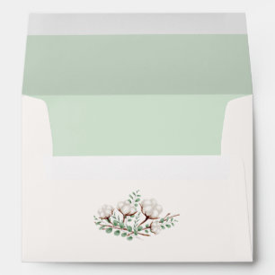 Rustic Southern Cotton Mint Wedding Invitation Envelope