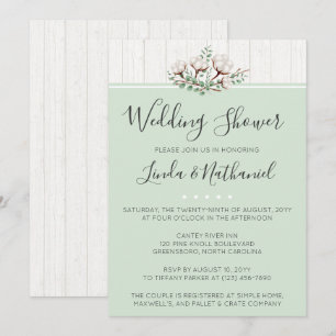 Rustic Southern Cotton Wedding Shower Invitation