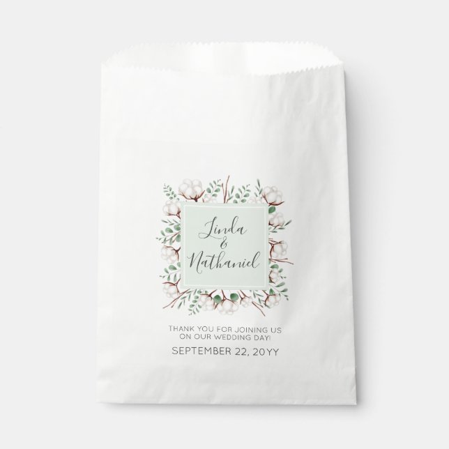 Rustic Southern Cotton & Wood Country Farm Wedding Favor Bag (Front)
