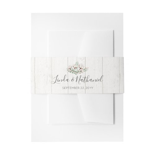 Rustic Southern Cotton  Wood Country Wedding Invitation Belly Band