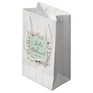 Rustic Southern Cotton & Wood Farm Wedding Favor Small Gift Bag