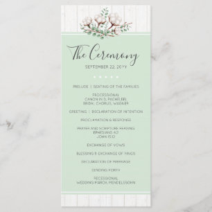 Rustic Southern Cotton & Wood Farm Wedding Program