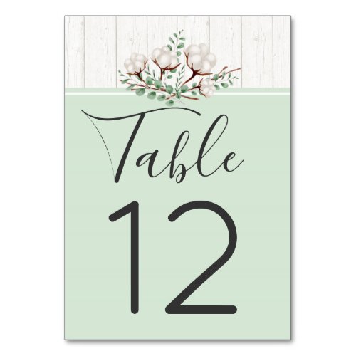 Rustic Southern Cotton  Wood Wedding Table Number