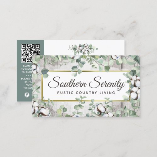 Rustic Southern Watercolor Cotton Appointment Business Card