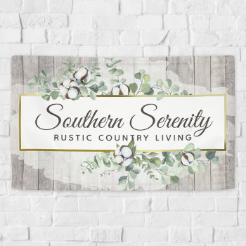 Rustic Southern Watercolor Cotton & Botanical Banner by CyanSkyDesign at Zazzle