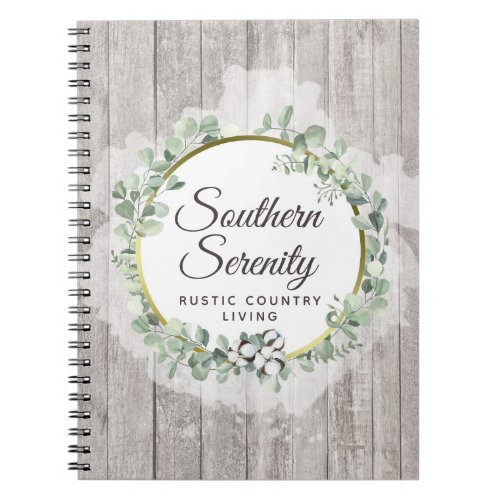 Rustic Southern Watercolor Cotton  Botanical Notebook
