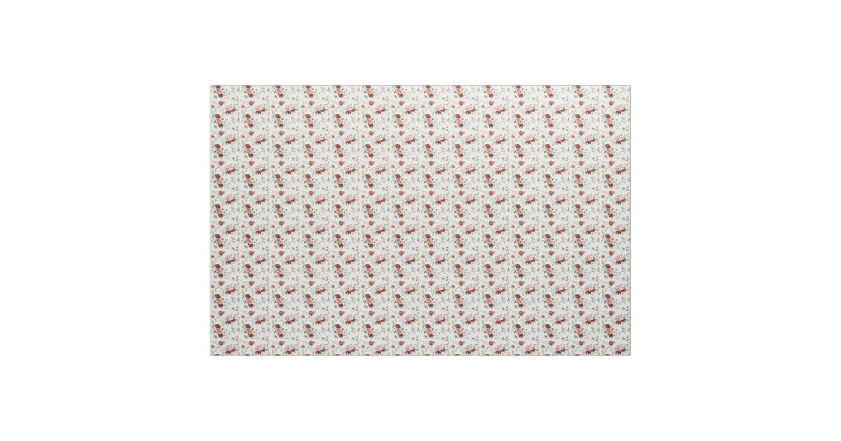 Rustic Southern Watercolor Floral & Cotton Pattern Fabric | Zazzle