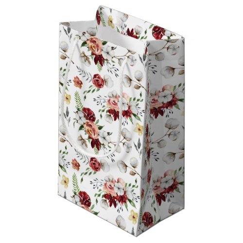 Rustic Southern Watercolor Floral  Cotton Pattern Small Gift Bag