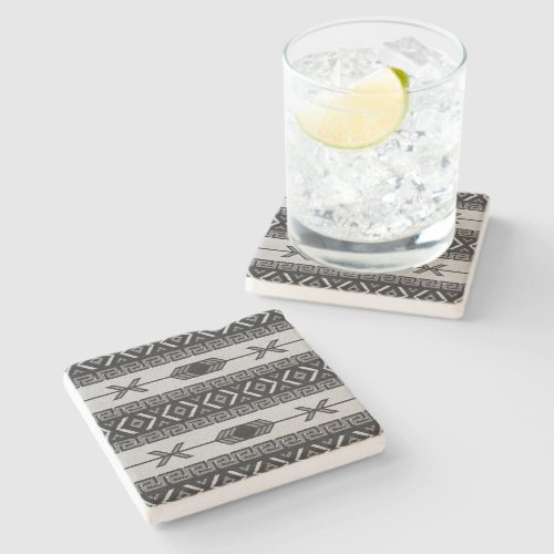 Rustic Southwest Aztec Pattern Limestone Stone Coaster