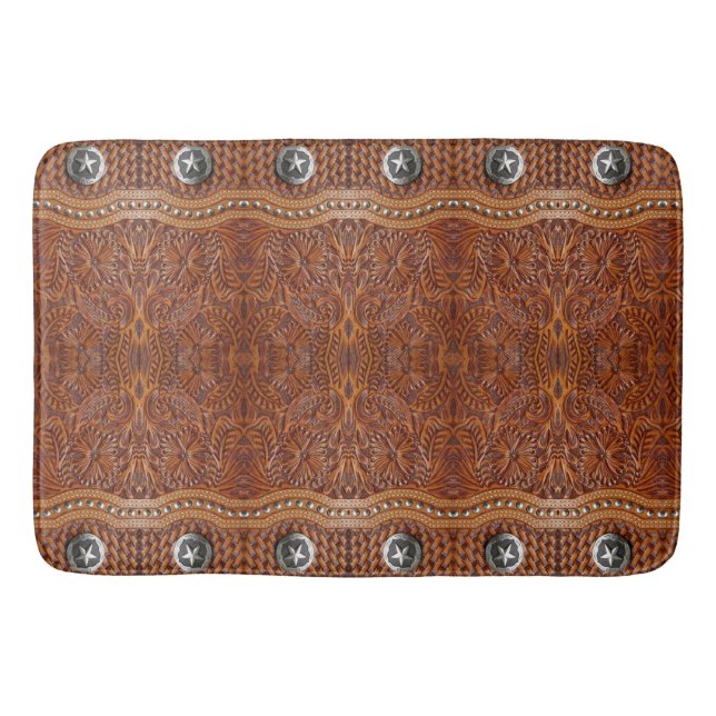 Rustic Southwest Cowboy Western Country Pattern  Bath Mat
