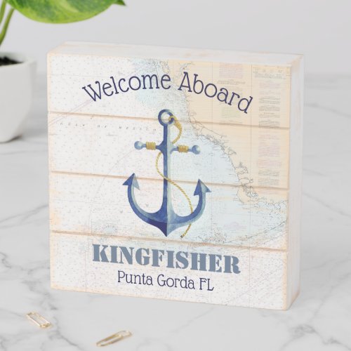 Rustic Southwest Florida Welcome Aboard Nautical Wooden Box Sign