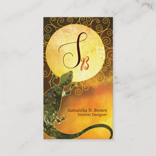 Customizable Lizard &amp; The Sun: Interior Design Monogram Business Cards