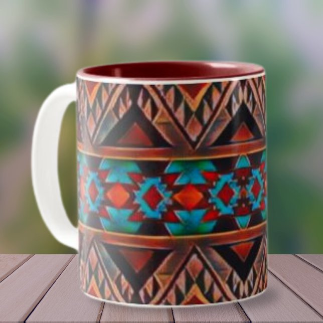Rustic Southwest Pattern Two-Tone Coffee Mug (Creator Uploaded)