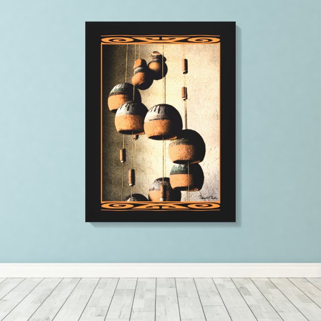 Rustic Southwest Spiraled Wind Chime Still Life Canvas Print (Insitu(Wood Floor))