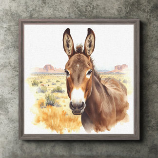 Rustic Southwestern Donkey Desert Canvas Print