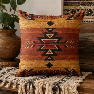 Rustic Southwestern Geometric Arrow Aztec Throw Pillow