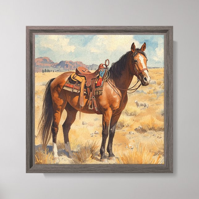 Rustic Southwestern Horse Desert Canvas Print (Front)
