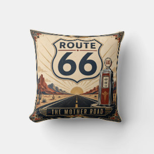 Rustic Southwestern Retro Route 66 Presentation Throw Pillow