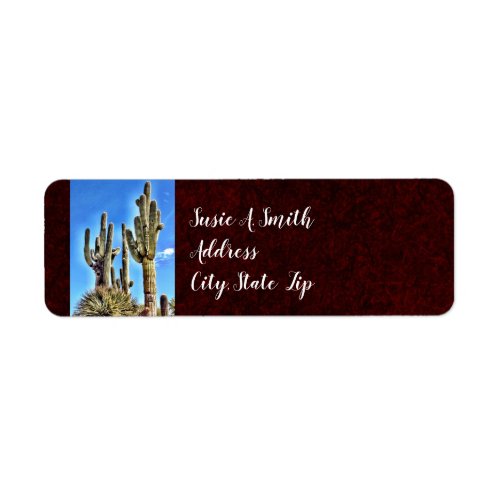 Rustic Southwestern Saguaro Cactus Return Address Label