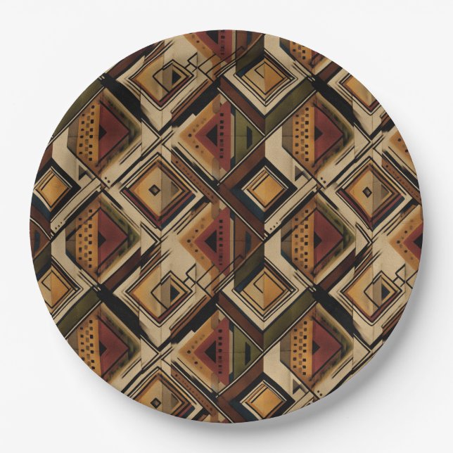 Rustic Southwestern Stripe Pattern (1) Paper Plates (Front)