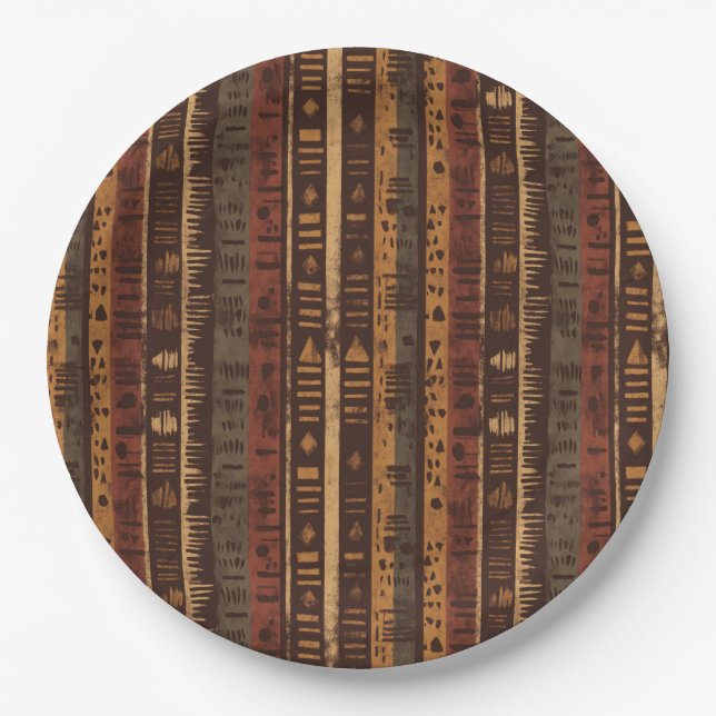 Rustic Southwestern Stripe Pattern (5) Paper Plates (Front)