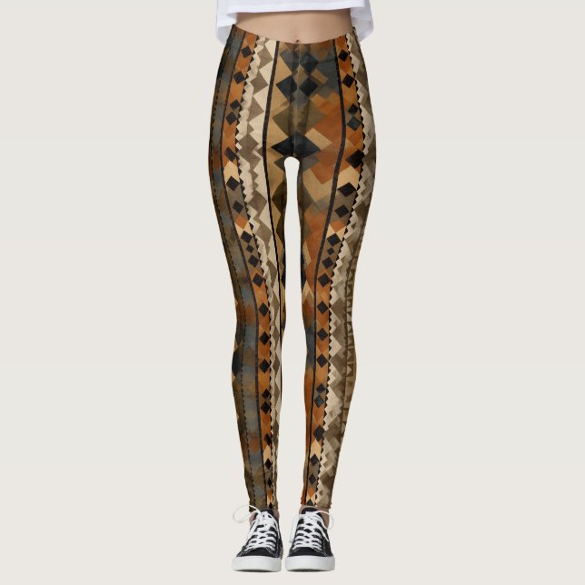 Rustic Southwestern Stripe Pattern (6) Leggings (Front)