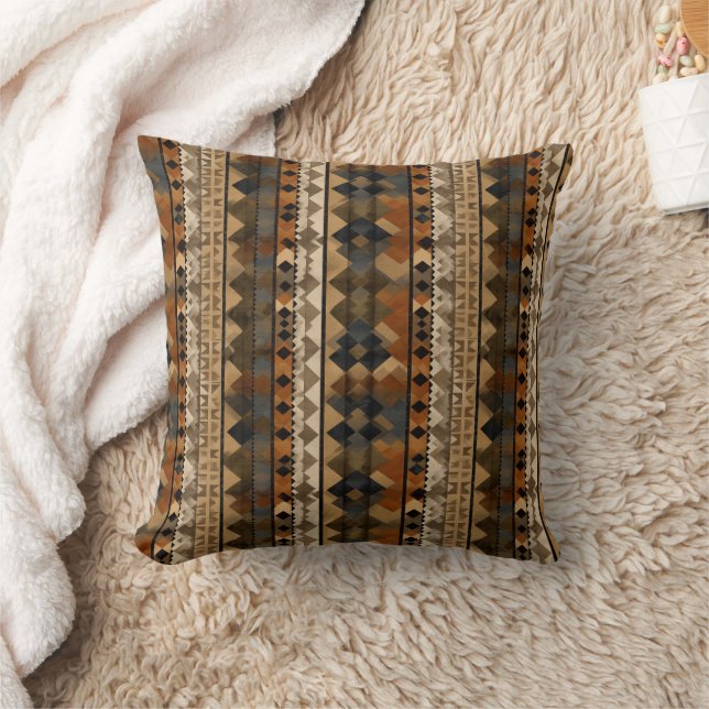 Rustic Southwestern Stripe Pattern (6) Throw Pillow (Blanket)