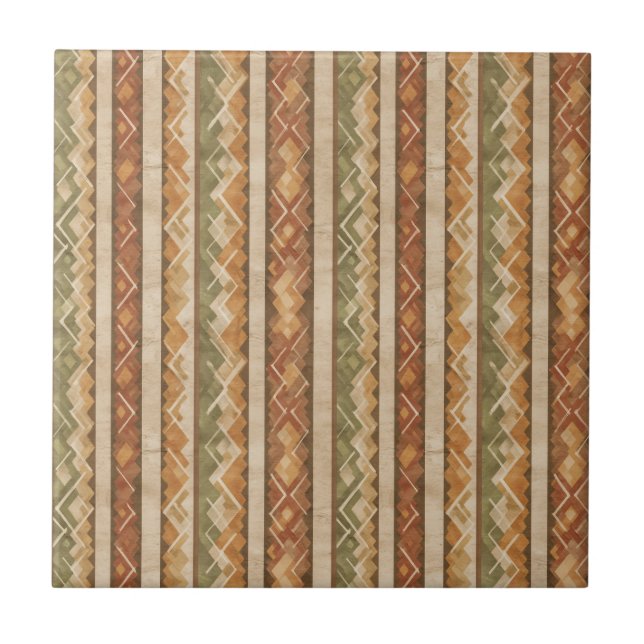 Rustic Southwestern Stripe Pattern (7) Ceramic Tile (Front)