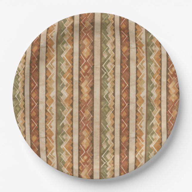 Rustic Southwestern Stripe Pattern (7) Paper Plates (Front)
