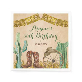 Rustic Southwestern Texas Cowboy Birthday Paper Napkins Rustic Southwestern Texas Cowboy Birthday Paper Napkins