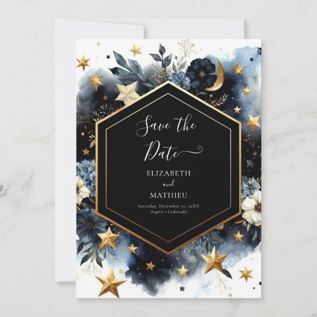 Rustic Space Celestial Wedding Save The Date (Front)