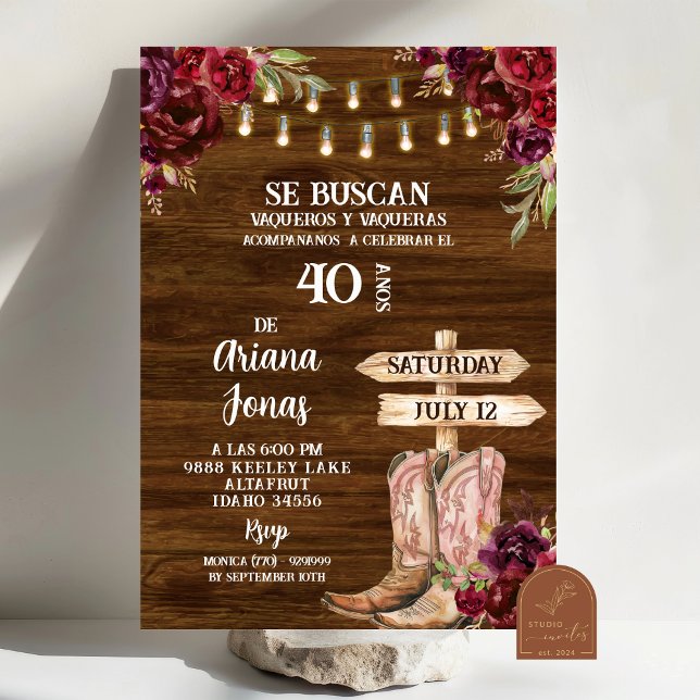 Rustic spanish se buscan adult woman birthday  invitation (Creator Uploaded)