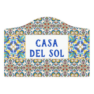 Rustic Spanish Tile House Sign