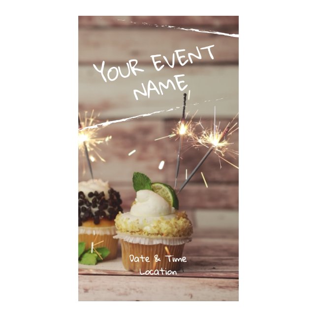 Rustic Sparkler Cupcake Birthday Celebration Digital Templates (Front)