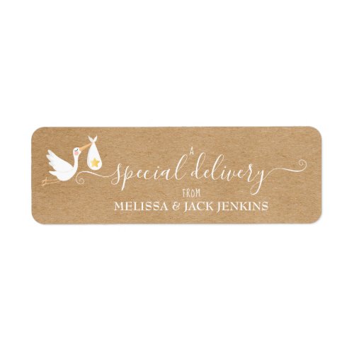 Rustic Special Delivery Baby Stork Return Address Label